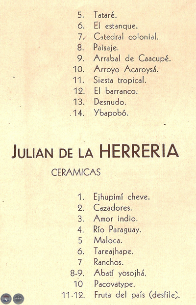 EXPOSICIÓN DE ARTISTAS PARAGUAYOS, 1934 (JULIÁN DE LA HERRERÍA Y JAIME BESTARD)